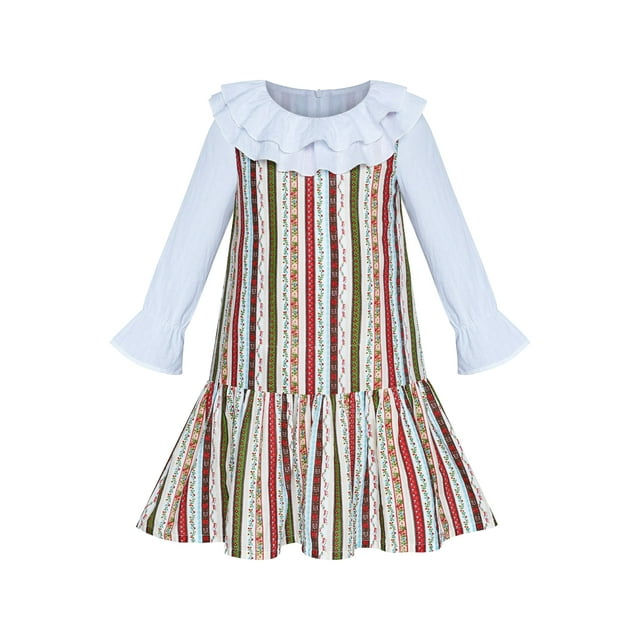 Robe Fille Col Blanc Coton Décontracté 6 Ans
