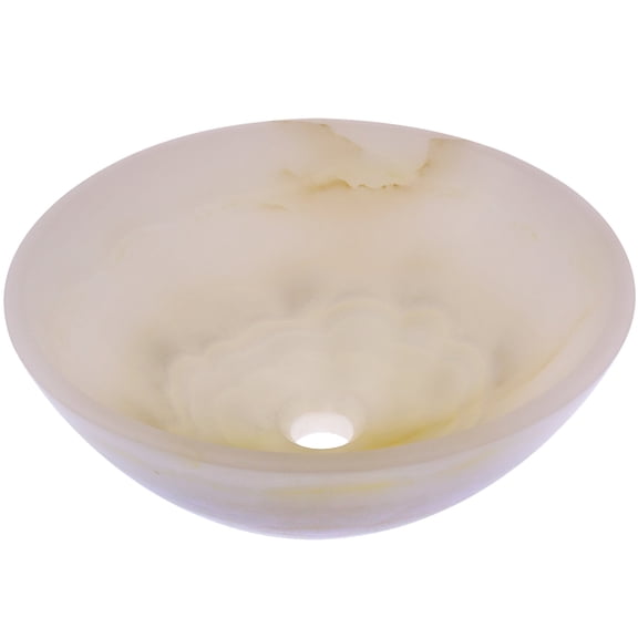 Novatto NOSV-WO White Onyx Natural Stone Vessel Sink, 17-Inch Diameter
