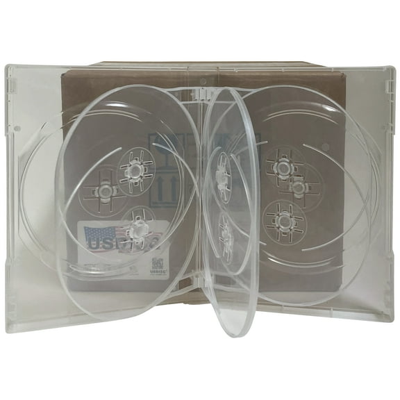 USDISC DVD Cases Chubby 27mm Economy, Octuple 8 Disc, Clear, Pack Of 300
