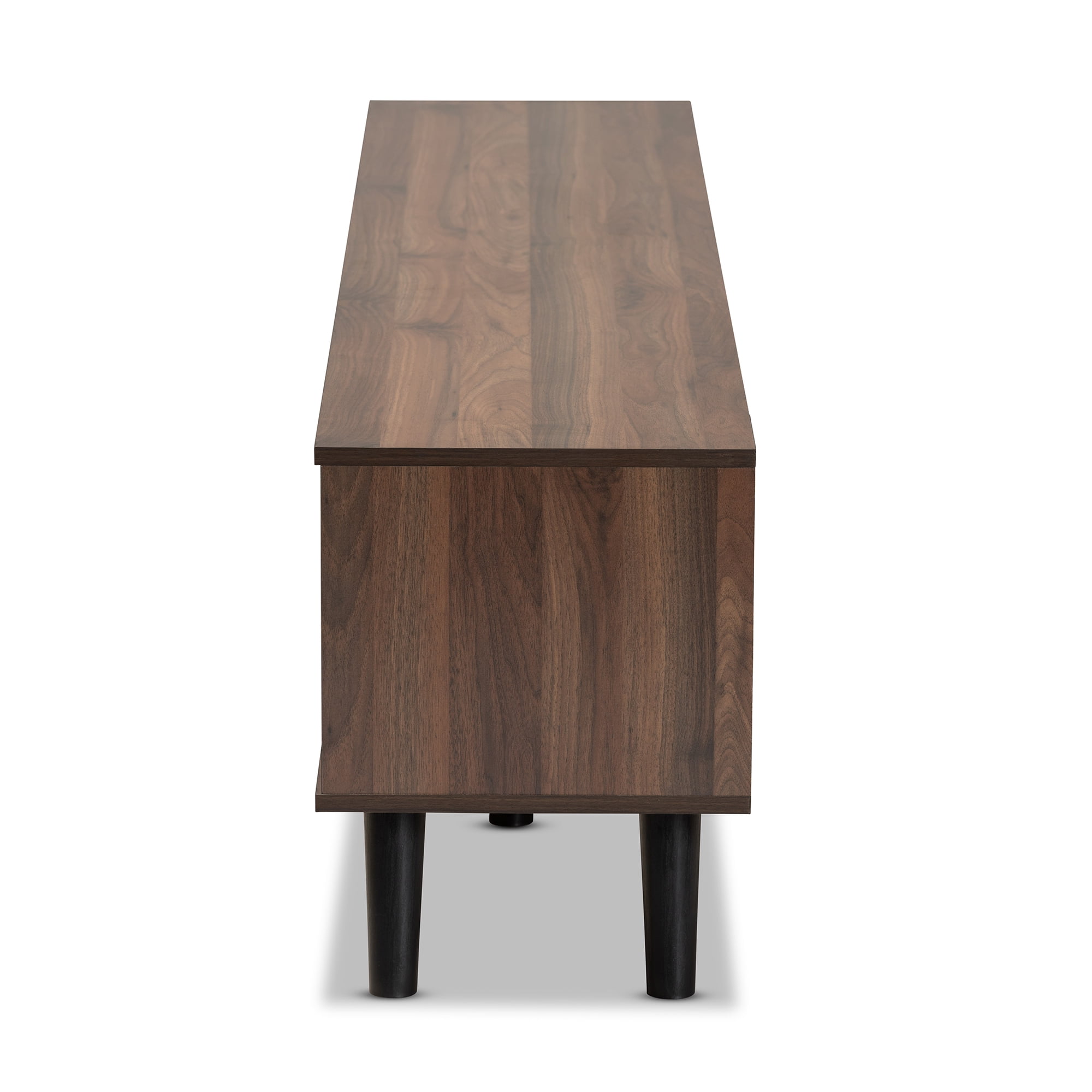 Baxton Studio Clapton Modern and Contemporary Multi-Tone Grey and Walnut Brown Finished Wood TV Stand
