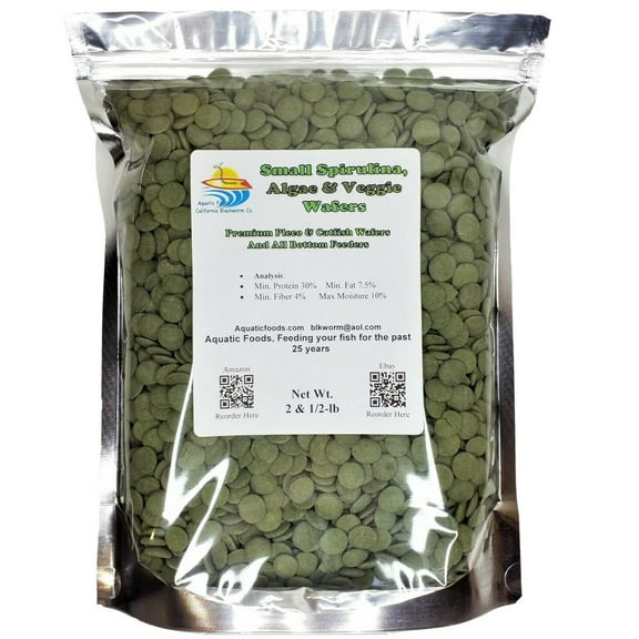 12mm Small Sinking Wafers of Algae, Spirulina & Vegetables. Ideal for Plecos, Bottom Fish, Catfish, Shrimp, Snails, Crayfish, All Herbivorous and Omnivorous Tropical Fish. - AFI 2.5-lb Bag