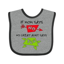 Inktastic If Mom Says No, My Great Aunt Says Yes Boys or Girls Baby Bib