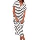 thumbnail image 1 of Vestido largo a rayas de verano para mujer 2024, manga corta informal, cuello en V, abertura lateral de punto suelta, 1 of 5