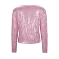 thumbnail image 3 of MAOQHI Women Sequins Blazer Sequin Jacket Casual Long Sleeve Glitter Party Shiny Lapel Cardigan Rave Outerwear Women's Trench Coats Short A-Red XXXL, 3 of 7