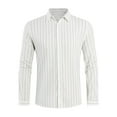 thumbnail image 3 of KTMKH Mens Spring Summer Striped Lapel Collar Casual Loose Long Sleeved Shirts Blouse, 3 of 4