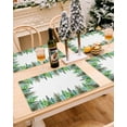 thumbnail image 5 of Christmas Placemats Set of 6 Xmas Tree Forest Christmas Placemats for Dining Table Winter Snowy Watercolor Green Table Mat Winter Holiday Home Party Kitchen Table Decorations, 5 of 6
