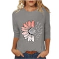 thumbnail image 3 of Fengqque Womens 3/4 Sleeve Tops Oversized Round Neck Loose Fit Blouses Print Waist-cinching T Shirts for Women Gray XXXL(XXXL), 3 of 6