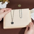 thumbnail image 3 of Wood Slant Back Necklaces Display Stands Velvet Mat Necklace Jewelry Organizer Holder Rectangle Old Lace 20.5x14.5x4.5cm, 3 of 5