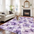 thumbnail image 3 of Purple Flower Large Area Rugs for Bedroom Living Room, Soft Non Slip Carpet Bedside Rug, Ombre Botanical Watercolor Floral Spring Rectangular Floor Cover Kitchen Accent Rug 5'x8' for Office, 3 of 9