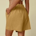 thumbnail image 5 of Ovticza Women's Linen Shorts Casual Flowy High Waisted Comfy Summer Basic Elastic Drawstring Boho Dressy Pockets Earthy Yellow S, 5 of 5