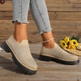 thumbnail image 3 of Rokment Women's Glitter Rhinestones Platform Walking Shoes Comfortable Slip on Socks Chunky Mid Heel Oxfords Casual Dress Fashion Sneakers Khaki Size 7.5, 3 of 7