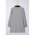 thumbnail image 3 of Casual White Stripe Button-Front Mini Dress for Women Daily Wear | L, 3 of 12