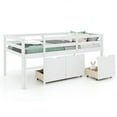 thumbnail image 2 of Resenkos Modern Bunk Bed,Twin Size Low Loft Bed with 3 Drawers with Ladder and Full-length Guardrails-White, 2 of 6