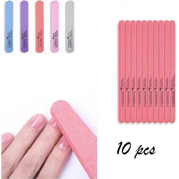 (Orange)Nail Tools Nail File Strips Manicure Type Round Sponge Rubbing Double Sides 10pc