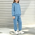 thumbnail image 5 of BXJX Girls Outfit Sets, 2 Piece Long Sleeve Outdoor School Hoodies and Joggers Sets Light Blue Size 10-11 T, 5 of 7