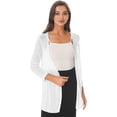 thumbnail image 4 of vastwit Womens Long Open Front Cardigan 3/4 Sleeve Solid Chiffon Coat Jacket Lightweight Outwear White 3XL, 4 of 7