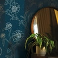 thumbnail image 3 of Tempaper Peonies Blue & Metallic Gold Floral Peel and Stick Wallpaper, 20.5" x 16.5', 3 of 9