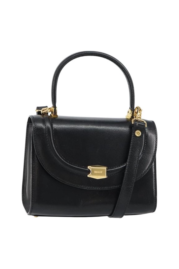 Pre-Owned Bally Vintage Handbag Leather Black Leather Handbag
