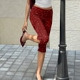 thumbnail image 5 of Women Y3k Side Split Capri Pants Polka Dots Low Rise Fitted Cropped Leggings Casual Stretchy Dressy Capris Going Out, 2XL, 5 of 8