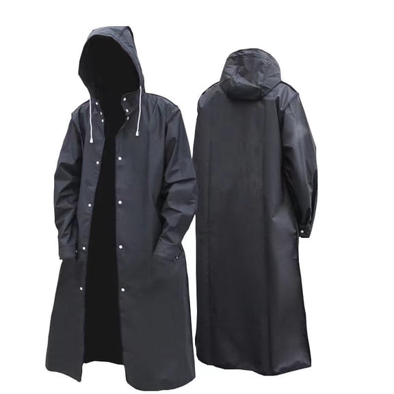 EVA Rain Jacket for Adults, Waterproof and Shockproof with Black Hood for Cycling and Outdoor Hiking L