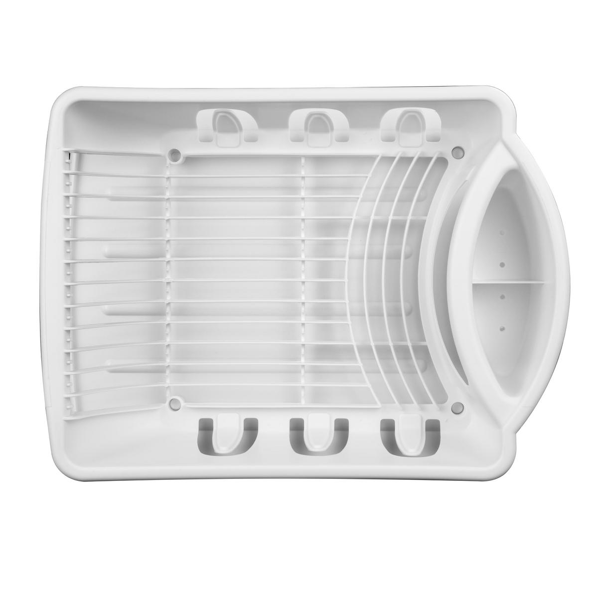 Tribello Sink Dish Drying Rack, Heavy Duty Hard Plastic Sink Set with Drainer (White) Made In USA