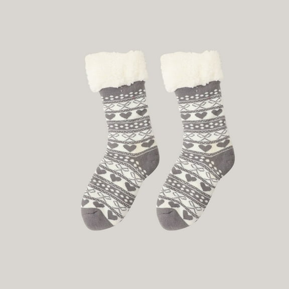 Nrmvnmi Christmas Fuzzy Slipper Socks For Women Warm Thick Heavy Thermal Fleece lined Fluffy Winter Non Slip Socks Christmas Decorated Socks Set For Girls Floor Socks, Snow Socks