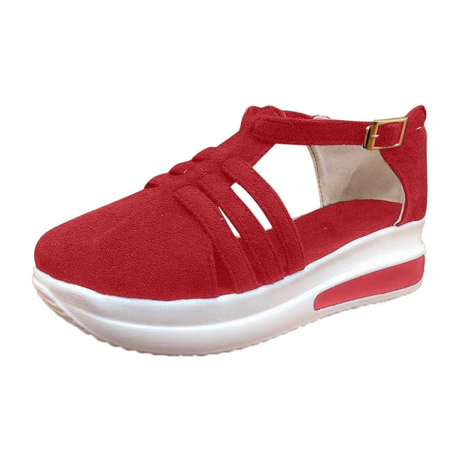 Kcodviy Sandales Compensées à Plateforme Chaussures Décontractées pour Femmes Sandales Habillées à Bride Sandales à Boucle Unies Sandales Compensées pour Femmes Sandales Compensées pour Femmes Sandales pour Femmes