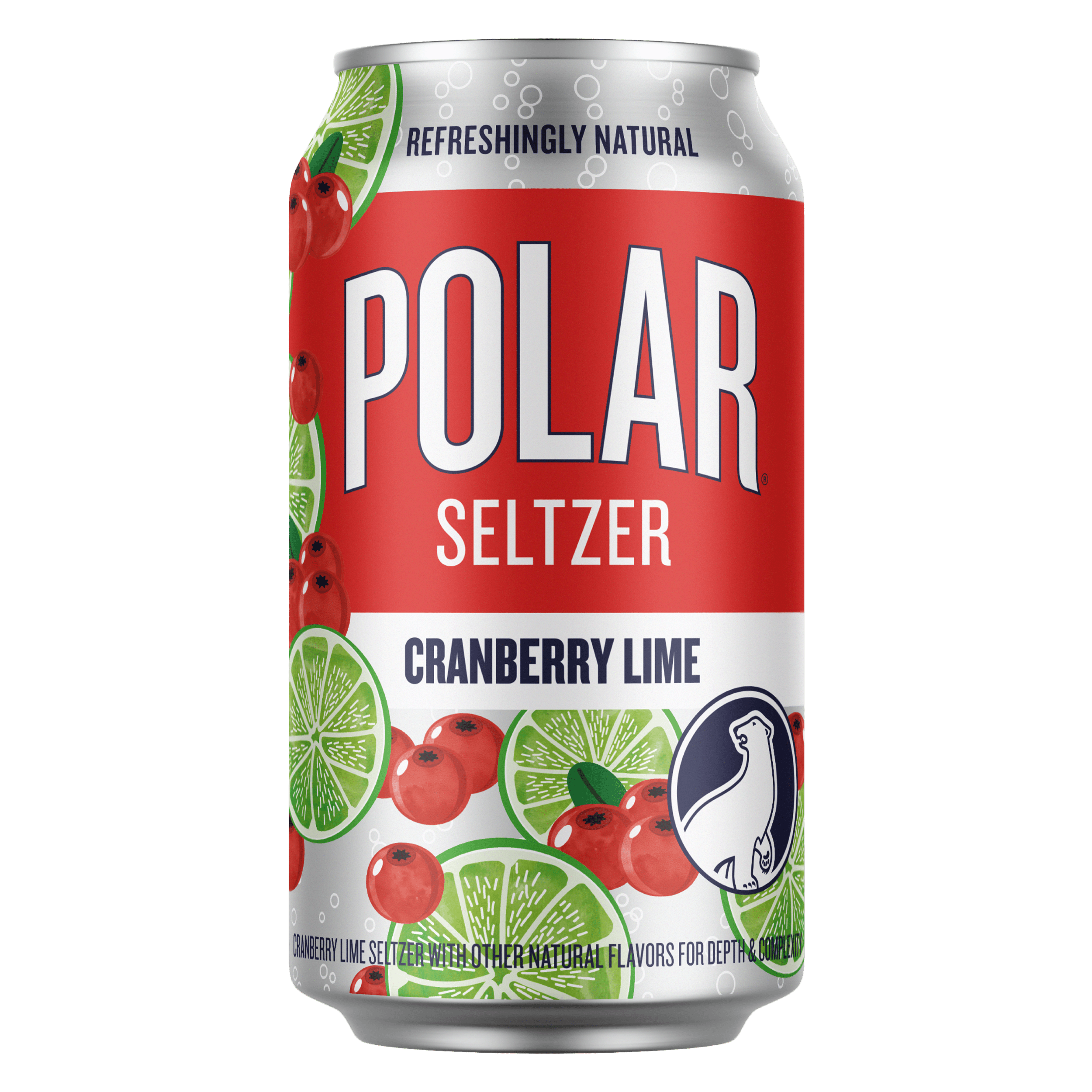 Polar Zero Calorie Cranberry Lime Sparkling Seltzer Water, 12 fl oz, 18 Pack Cans