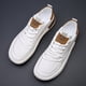 thumbnail image 5 of Zapatos de hombre de cuero genuino europeo, zapatos casuales con agujeros, transpirables y de suela gruesa, zapatos blancos de primavera para hombre a la moda, 5 of 6