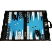 Wycliffe Brothers 21-inch Tournament Backgammon Set - Black Croco Case with Blue Field - Gen III