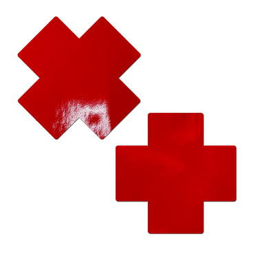 Coverage: Faux Latex Pleather Vinyl Red X Full Breast Covers Support Tape by Pastease