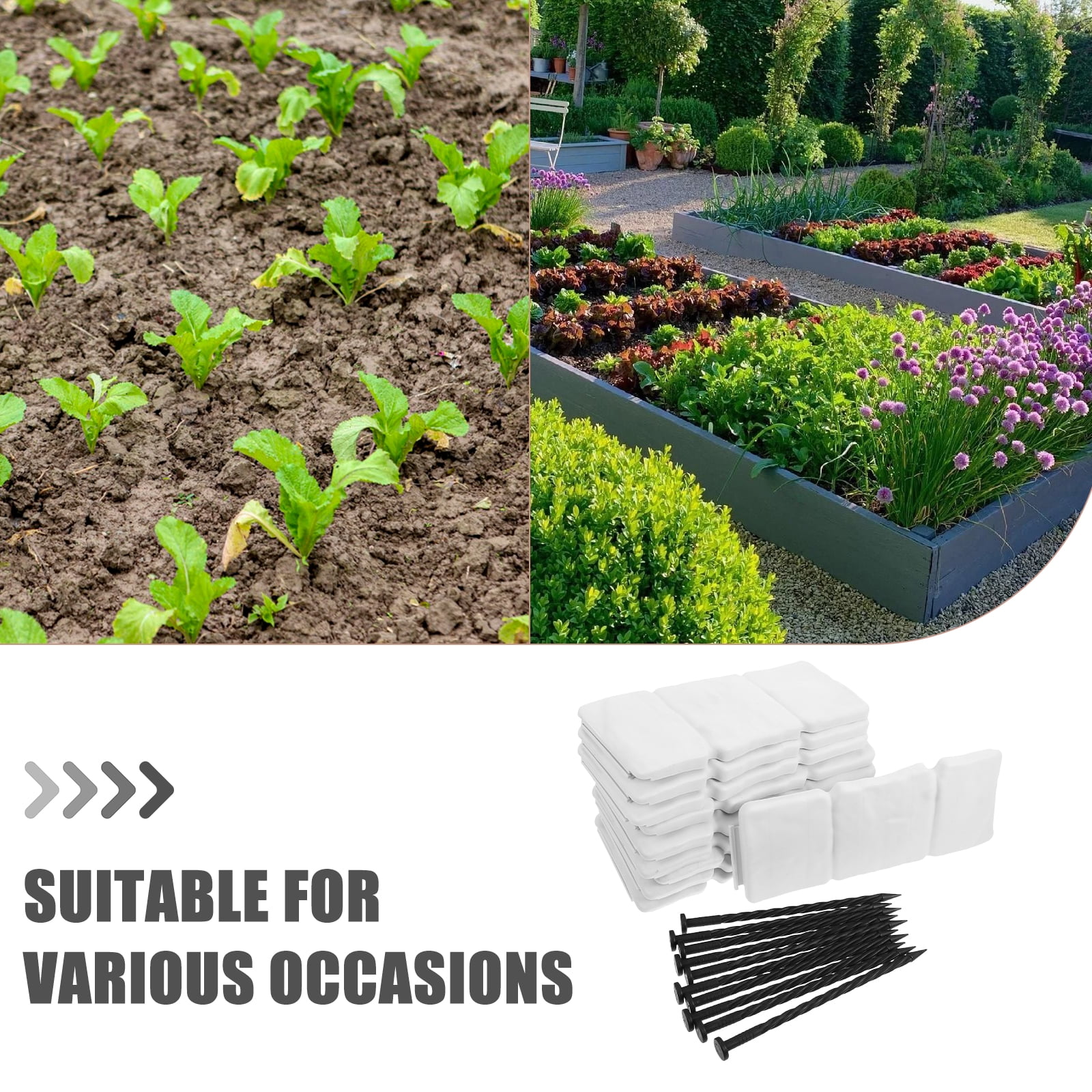10 Pcs Plastic Garden Edging Landscape Round Decoration Edge Fence White