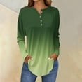 thumbnail image 2 of Holzkary Women's Long Sleeve Henley Tops V Neck Button Up Tops Casual Blouse Loose Fit T Shirts Pullover Tunics Long Sleeve Tops for Women Neck Casual Petite T Shirts Green 3Xl, 2 of 5