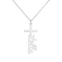 Personalized Planet Women's Personalized Lowercase Script Name Cross Necklace