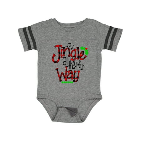 

Inktastic Christmas Jingle All the Way with Music Notes and Holly Boys or Girls Baby Bodysuit