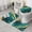 Teal And Gold, variant on Teal and Gold Marble Wavy Veins Pattern Bathroom Rugs Sets 3 Piece,Toilet Cover Set,Absorbent Non Slip Bathroom Mats Sets with U-Shaped Contour Rug Toilet Rug Set