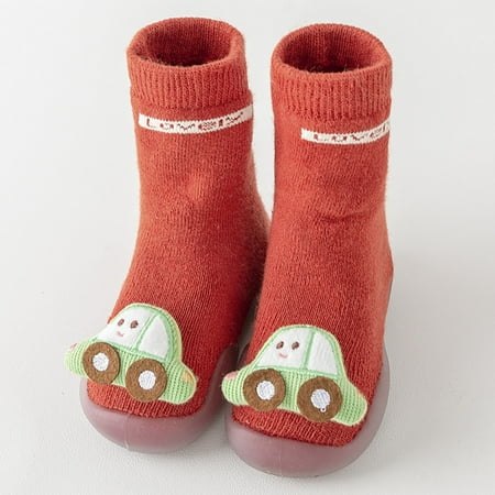 

LYCAQL Cartoon Baby Non Slip Walking Shoes Autumn and Winter New Toddler Children Indoor 18 Month Girl Shoes Hard Sole (Red 18)