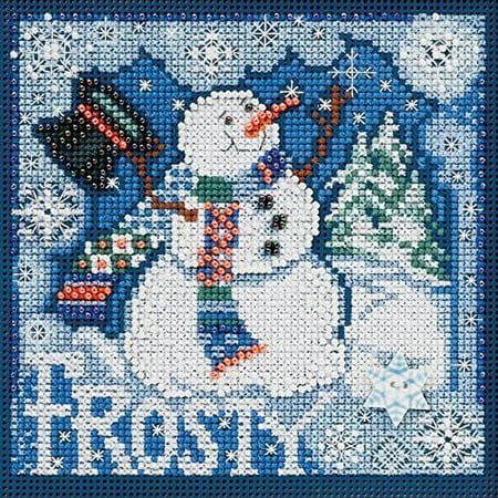 UPC: 0098063873341 | Frosty Snowman Winter Buttons & Beads Counted Cross Stitch K-5 X5  14 Count