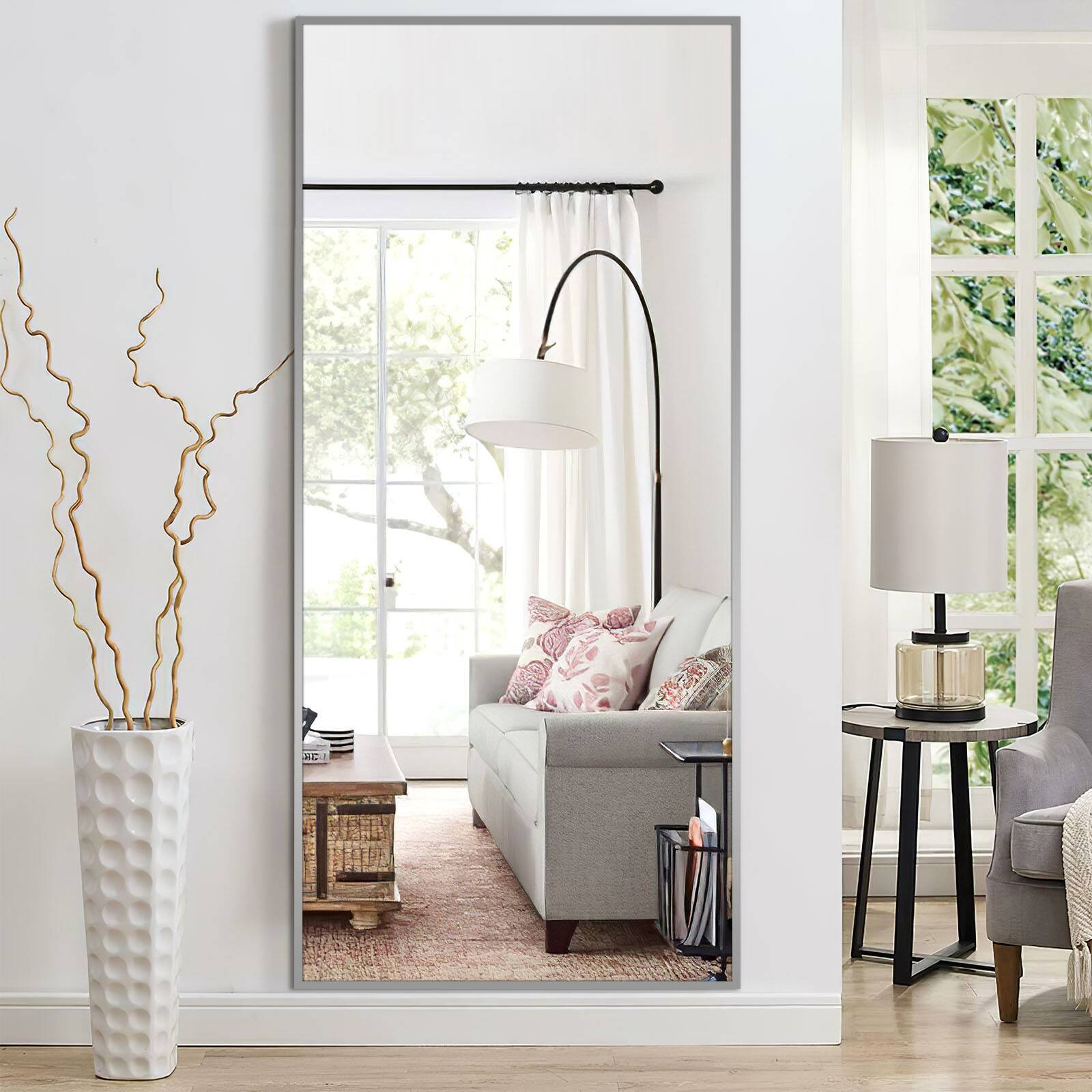Neutypechic Rectangle Full Length Wall/Floor Mirror with Thin Rim,47.2