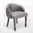 thumbnail image 7 of Mid-Century Accent Chair, PU Dining Chair with Solid Wood Armrests and Legs, Hand-Pulled Buckle Decoration, 1 Seat Cushioned Sofa for Living Room Bedroom, 7 of 7