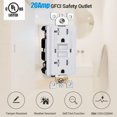 thumbnail image 3 of GFCI Outlet DEWENWILS 20A, resistente a la intemperie, paquete de 2 unidades, blanco, 3 of 7