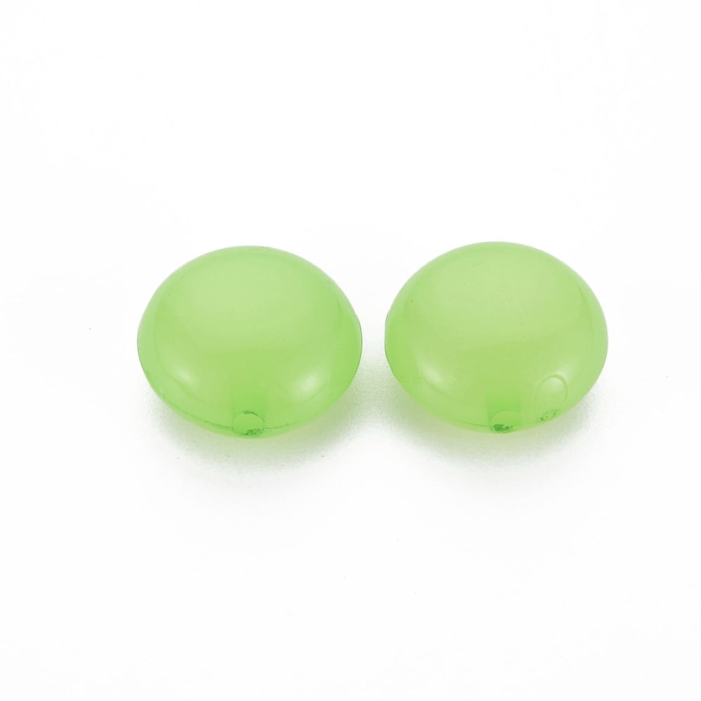Imitation Jelly Acrylic Beads Flat Round Light Green 17x9.5mm Hole: 2mm 316pcs/500g