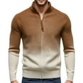 thumbnail image 5 of ZCFZJW Men's Cardigan Sweater Full Zip up Tie Dye Gradient Color Print Long Sleeve Basic Cable Knitted V-Neck Button Sweater Tops Fashion Ombre Jackets Brown L, 5 of 10