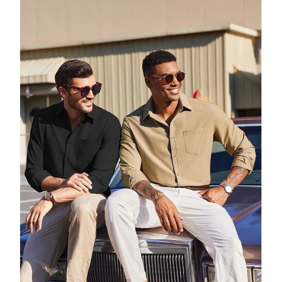 COOFANDY Long Sleeve Shirts for Men Button Up Shirts Untucked Wrinkle Free Dress Shirt with Pocket