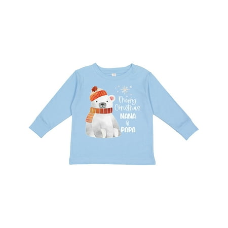 

Inktastic Merry Christmas Nana and Papa Cute Polar Bear Gift Toddler Boy or Toddler Girl Long Sleeve T-Shirt