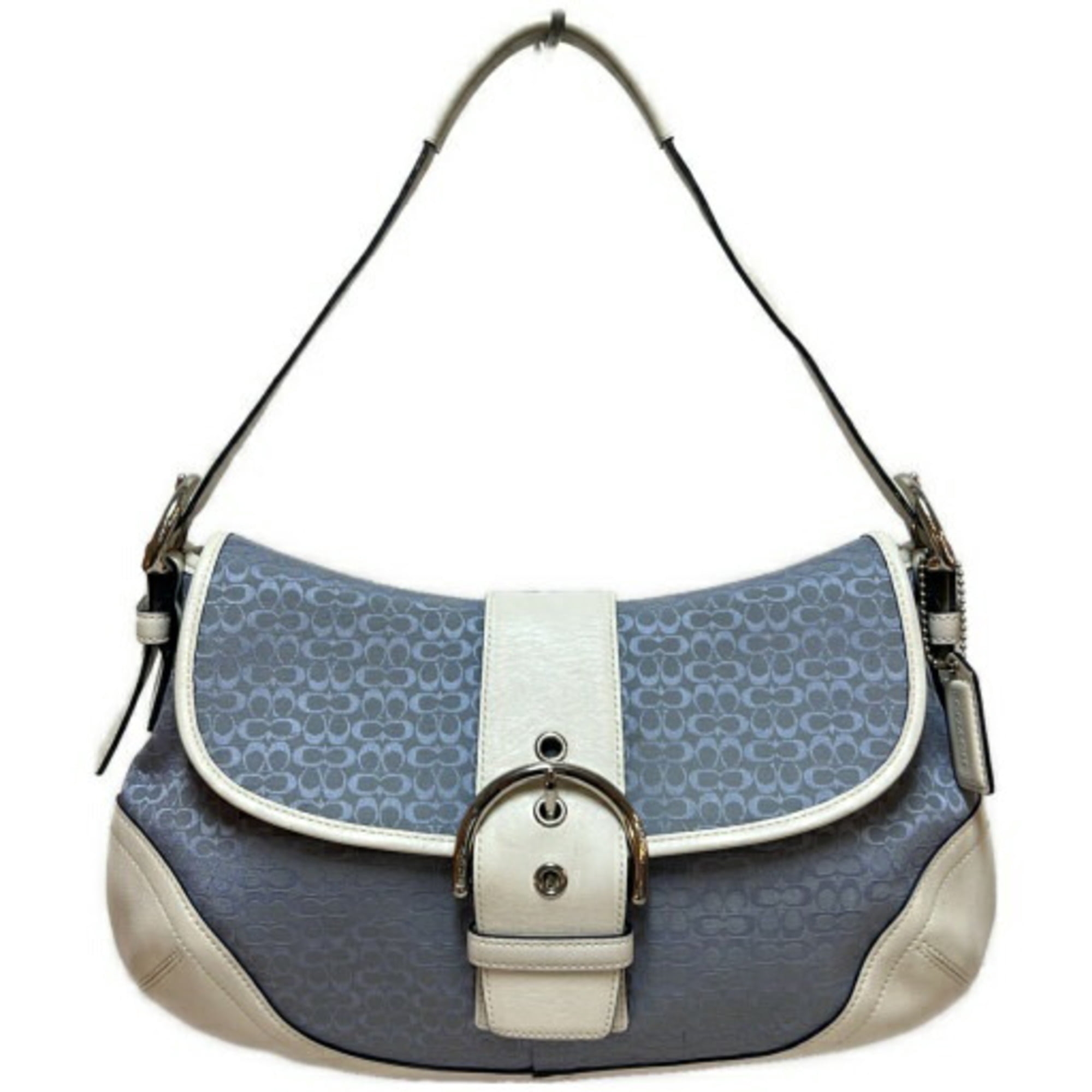 Pre-Owned COACH Mini Signature Soho Shoulder Bag 6808 Blue Leather 