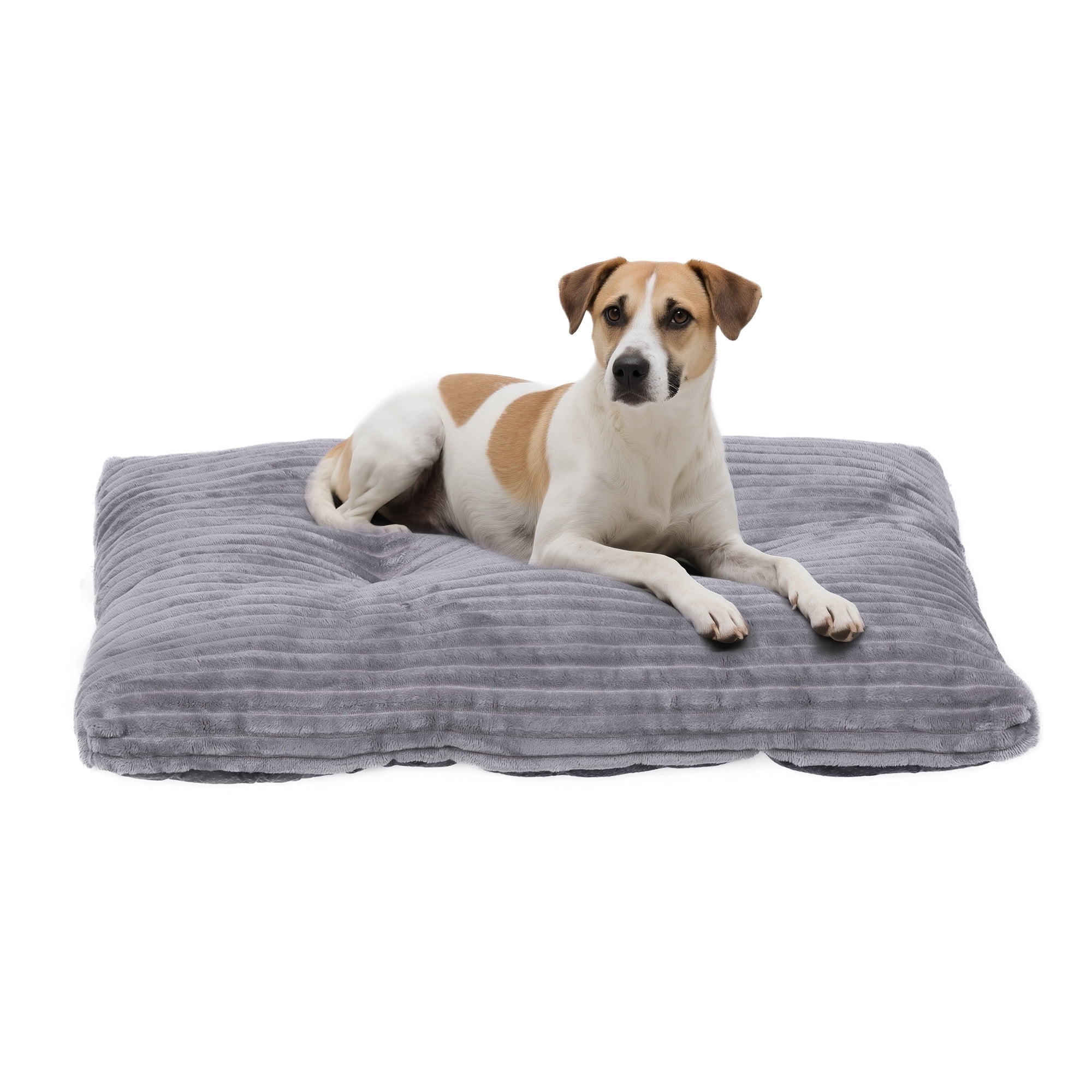 Large Dog Bed 33x24 inch Plush Soft Dog Cage Bed Washable Dog Mat with Non-Slip Bottom for Large Dogs Cat Gray