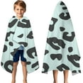 thumbnail image 3 of Light Blue and Black Of Leopard Print Hooded Bath Towel，50"x30" for Ages 3 To 12 Kids, Quick Dry Lightweight Soft Microfiber Hood Beach Towel Cover Up for Kids, 3 of 7