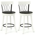 thumbnail image 1 of Gymax 26'' Set of 2 Bar Stools w/ Footrest Rubber Wood Frame & Tufted Rivets, 1 of 7