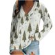 thumbnail image 1 of Camiseta de manga larga raglán con estampado navideño informal con cuello en V para mujer Pompotops FGAJ16169, 1 of 5